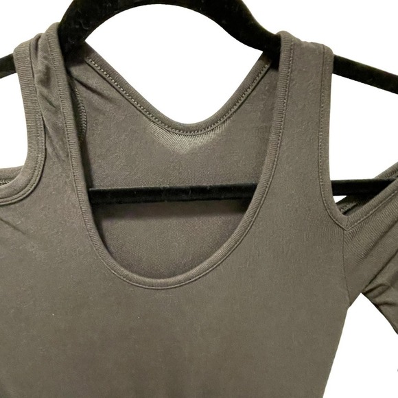 Gray Cutout Cold Shoulder Maxi Dress Jersey Stretch Size XS or 0 - Picture 4 of 7